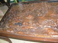 tavolo intagliato in mogano safari